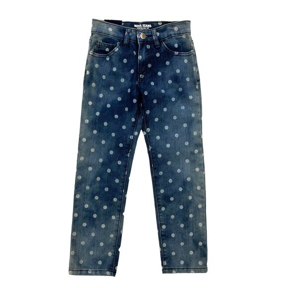 NWT Miss Jeans Girls Polka Dot Distressed Denim Jean 6 - Picture 1 of 4